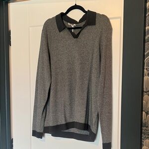 Marine Layer V-Neck Sweater in Black and Gray